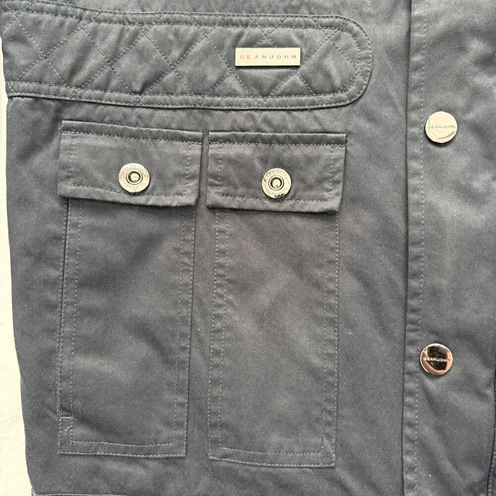 SEAN JOHN Quilted Hooded Field Jacket Black Large - Picture 11 of 15